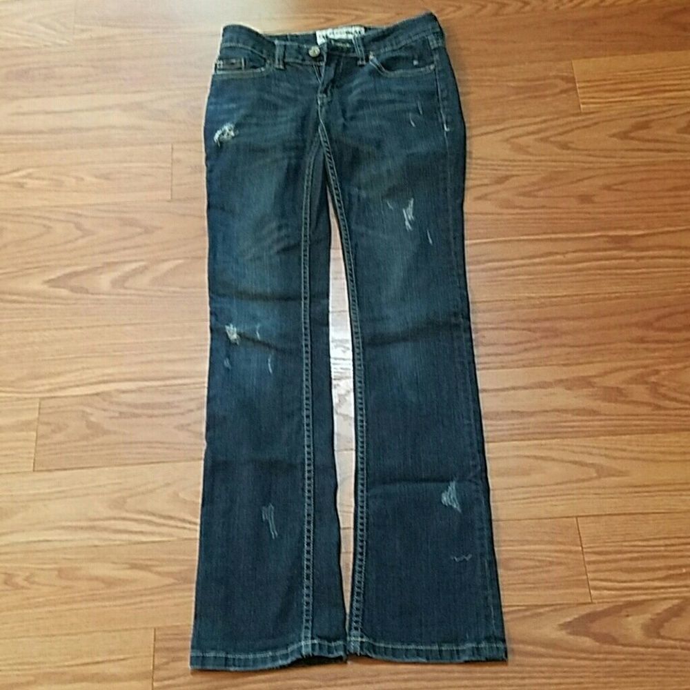 Indigo Saints distressed jeans Size 3/4  Euc